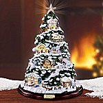 Norman Rockwell Village Christmas Illuminated Artificial Tabletop Christmas Tree